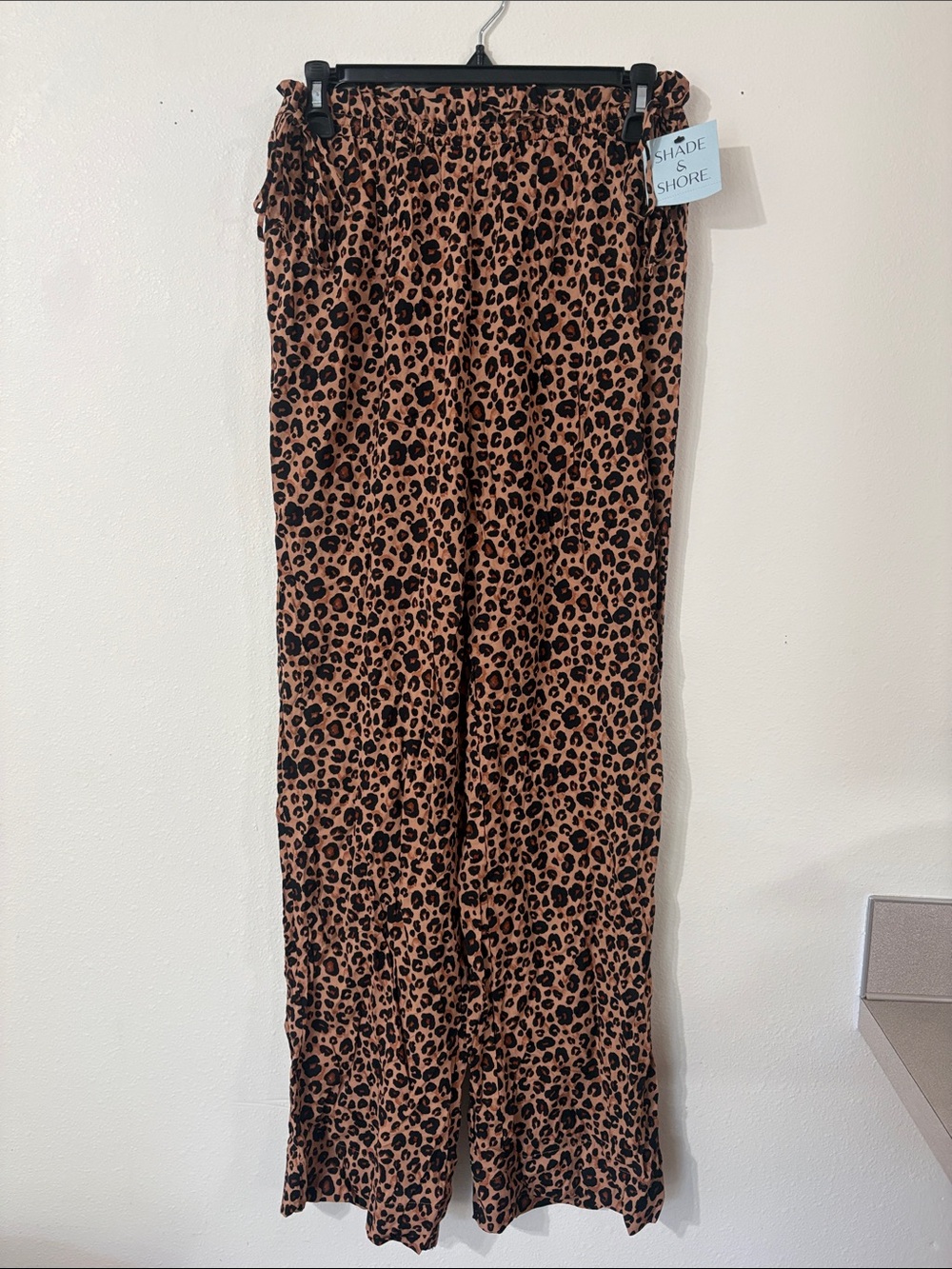 NWT Shade & Shore Leopard Print Ruffle Waist Swim Cover Up Pants Size XS